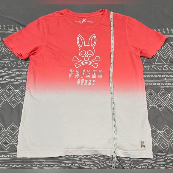 Psycho Bunny Men's Logo Coral And White Tshirt Size 5(M) - Picture 4 of 6